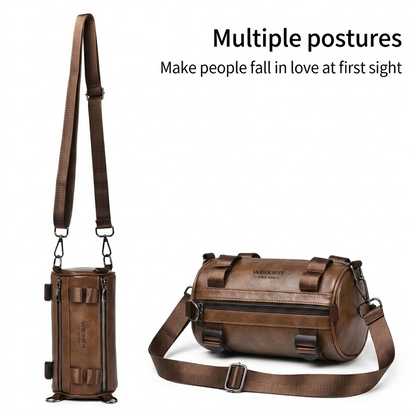 Men’s Vintage PU Leather Messenger Bag – Waterproof Laptop Crossbody Satchel for Work & Travel