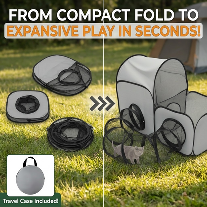 3-in-1 Pet Camping Tent – Spacious Foldable Cat Carrier & Portable Rest and Play House
