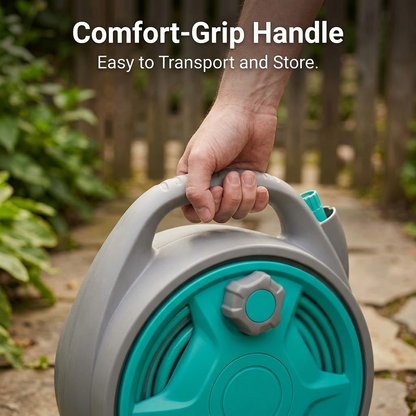 360° Rotating Garden Hose Reel – 200 Ft Water Hose Reel with Retractable Watering Set