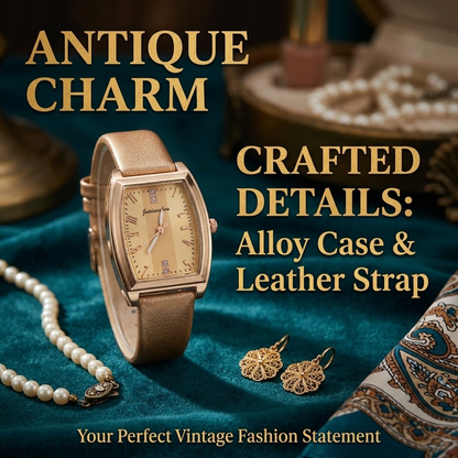 Women’s Vintage Antique Quartz Watch – Alloy Glass Dial with Leather Strap