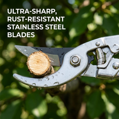Steel Bypass Pruning Shears – Left-Handed High-Altitude Tree Cutter with Fiberglass Handle