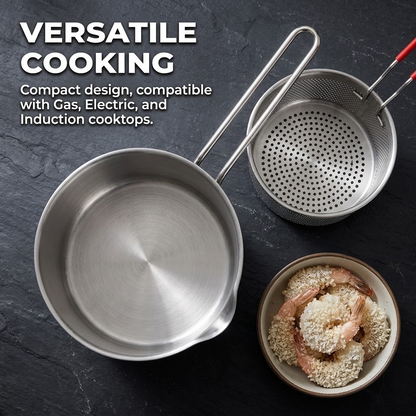 Stainless Steel Non-Stick Cookware Set – Deep Frying Pot with Durable Handles for Cooking