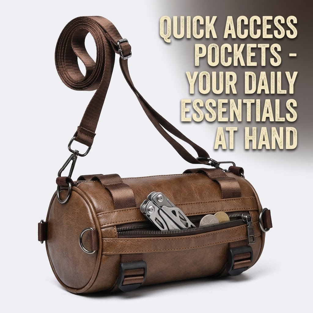 Men’s Vintage PU Leather Messenger Bag – Waterproof Laptop Crossbody Satchel for Work & Travel