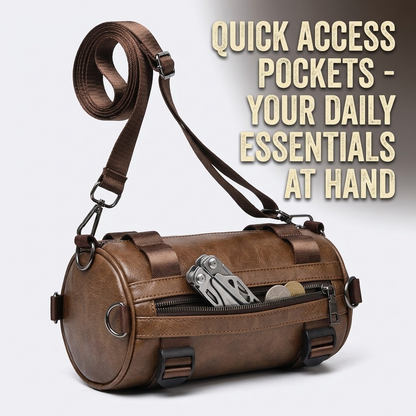 Men’s Vintage PU Leather Messenger Bag – Waterproof Laptop Crossbody Satchel for Work & Travel