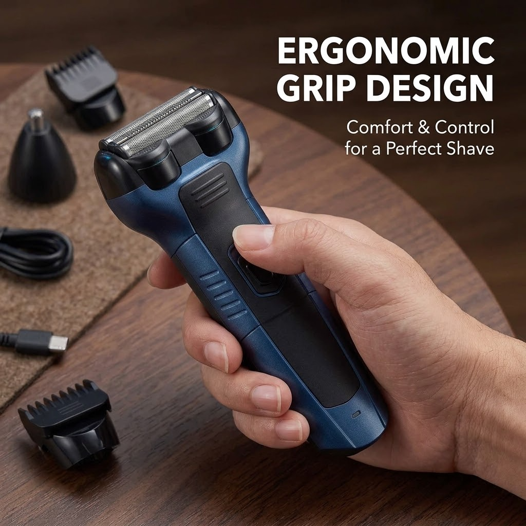 3-in-1 Rechargeable Electric Shaver – Washable Beard, Face & Body Trimmer
