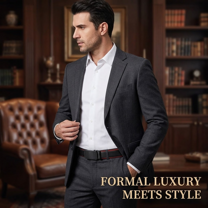 Men’s Genuine Leather Auto-Lock Belt – Fashion Alloy Buckle Formal Luxury Waist Belt