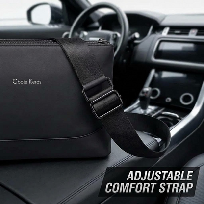 Men’s Waterproof Leather Crossbody Bag – Trendy Casual Shoulder Messenger Bag