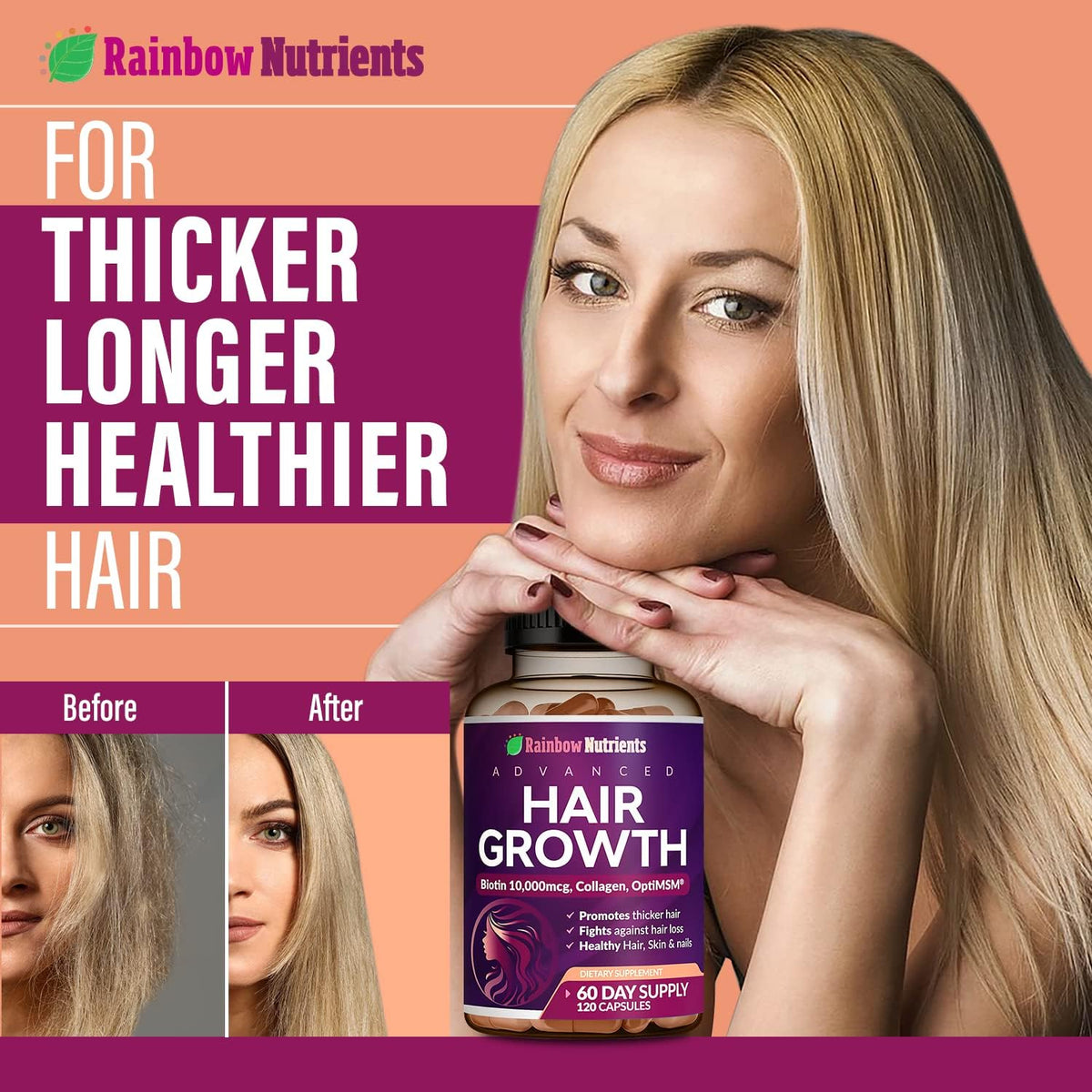 Superfood Biotin Capsules – Hair, Skin & Nails Supplement for Adults & Teens
