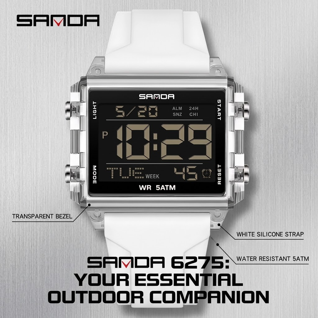 Digital Sports Watch – Countdown Timer, Alarm &amp; Outdoor Waterproof Wristwatch