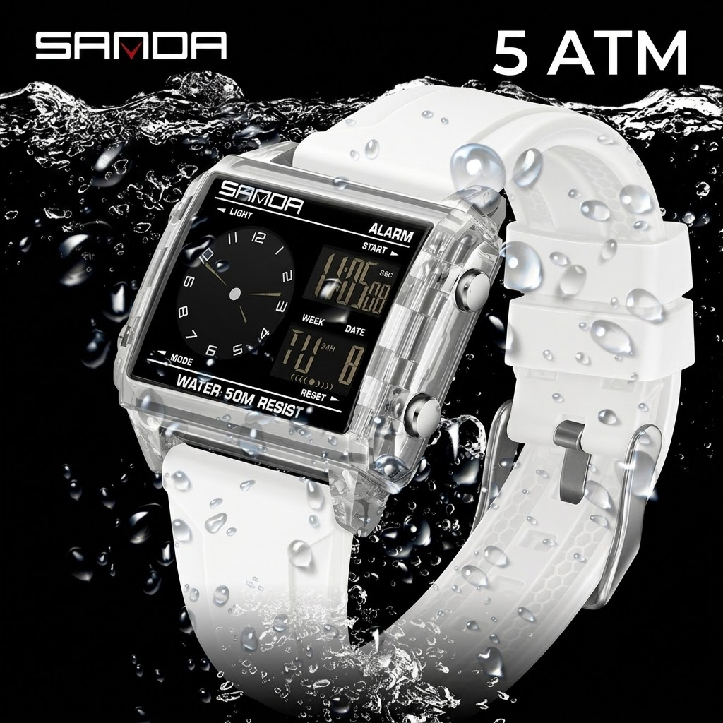 Digital Sports Watch – Countdown Timer, Alarm &amp; Outdoor Waterproof Wristwatch