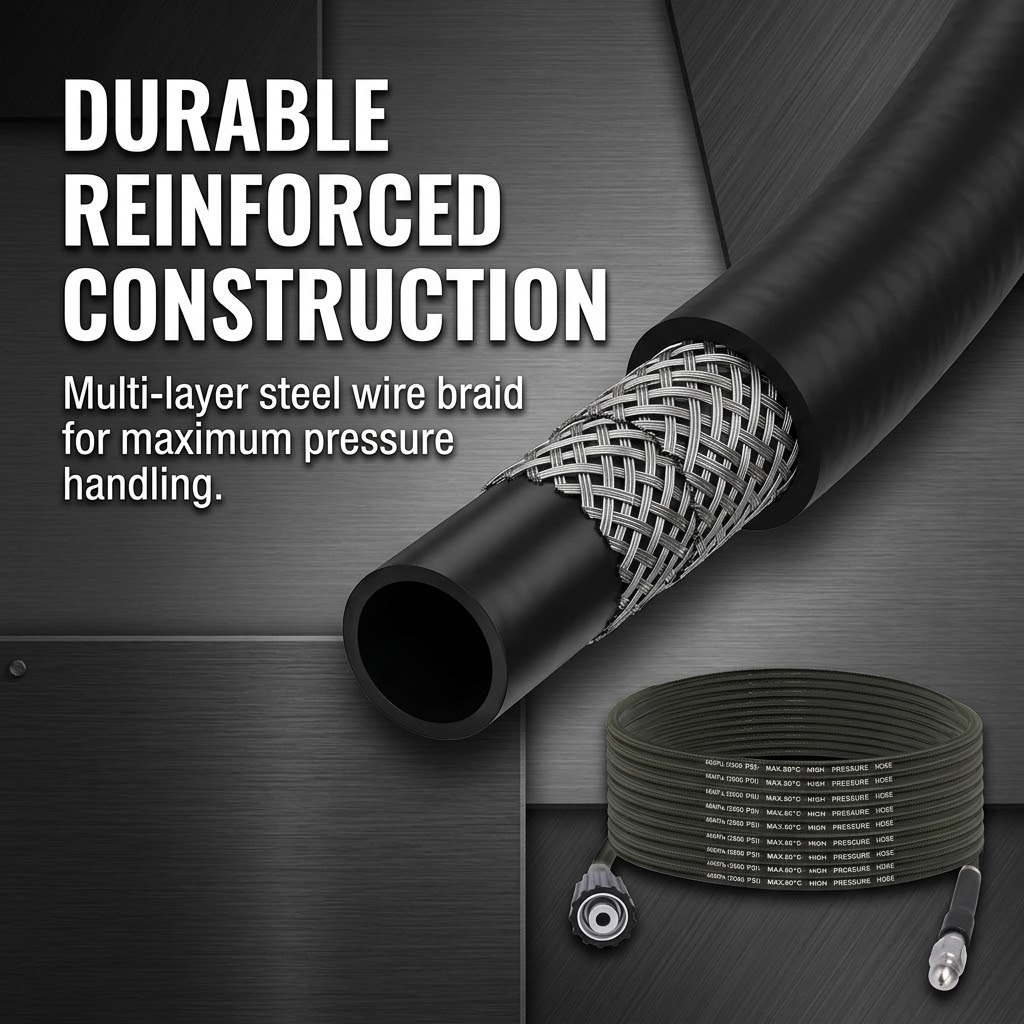 High-Pressure Sewer Jetter Hose – Steel Wire Braided Neoprene Rubber Cleaning Hose