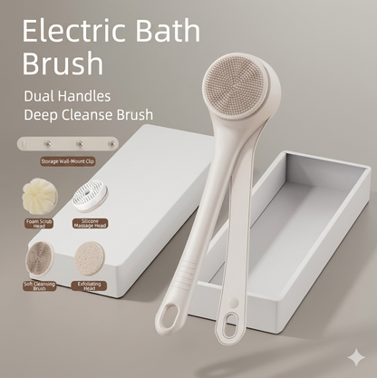 Portable Electric Bath Brush – Waterproof Automatic Body Scrubber & Exfoliating Back Massager