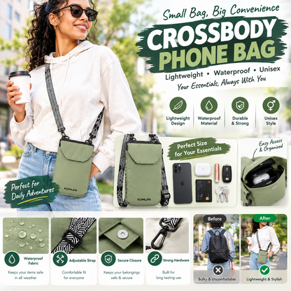 Nylon Crossbody Phone Bag – Lightweight Waterproof Unisex Small Shoulder Pouch