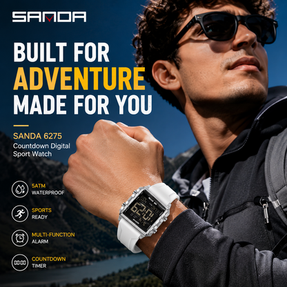 Digital Sports Watch – Countdown Timer, Alarm &amp; Outdoor Waterproof Wristwatch