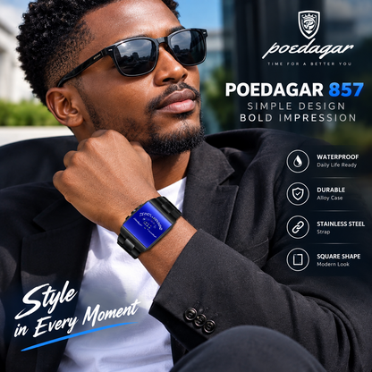 Men’s Watch – Square Stainless Steel Strap Alloy Case Waterproof Quartz Wristwatch