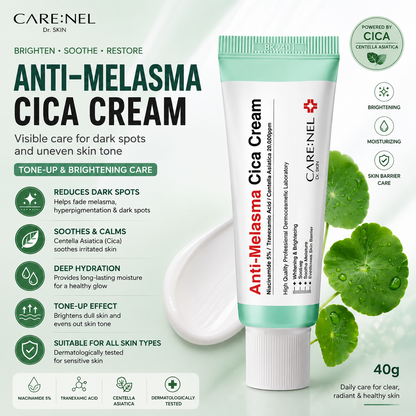 Care:Nel Anti-Melasma Cica Cream 40g – Tone-Up Brightening & Soothing Facial Moisturizer