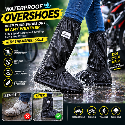 Waterproof Overshoes – Anti-Slip Motorcycle & Cycling Rain Shoe Covers with Thickened Sole