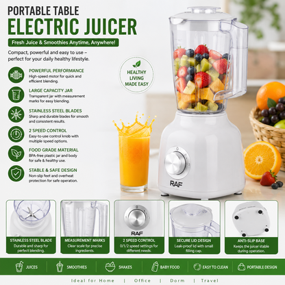 Portable Electric Juicer – Compact Plastic Tabletop Citrus & Fruit Juice Maker