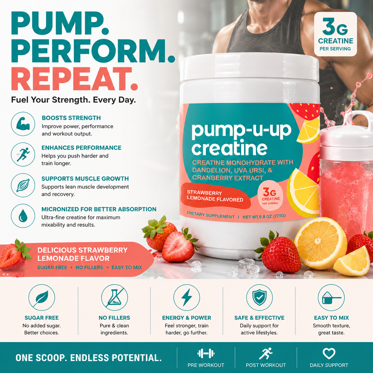 Pump It Up Creatine – Performance & Workout Support
