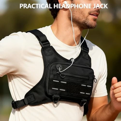 Tactical Reflective Running Vest Pack – Lightweight Multifunctional Sports Chest Rig Bag