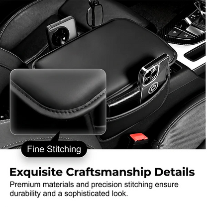 Car Center Console Armrest Cover – PU Leather Cushion with Side Storage Pocket & Protector Mat