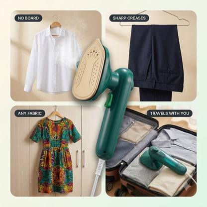 Portable Mini Steam Iron – Handheld Garment Steamer for Wrinkle-Free Shirts Without a Board