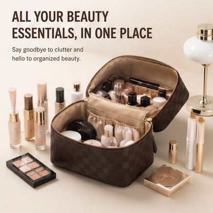 PU Leather Large Capacity Makeup Bag Organizer with Compartments