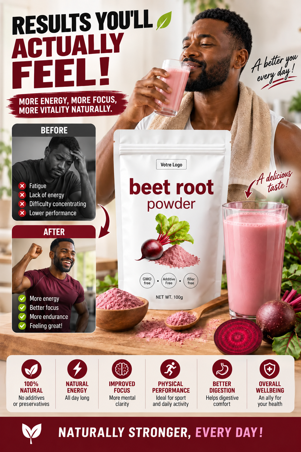 100% Natural Beetroot Powder for Your Daily Routine