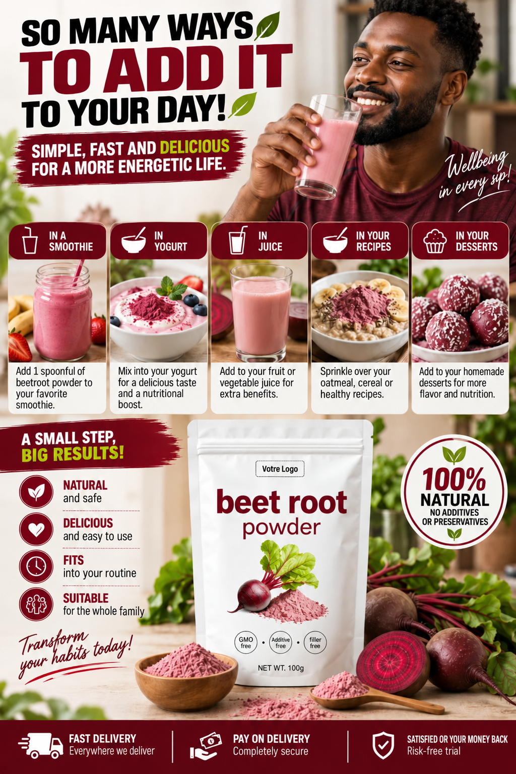 100% Natural Beetroot Powder for Your Daily Routine