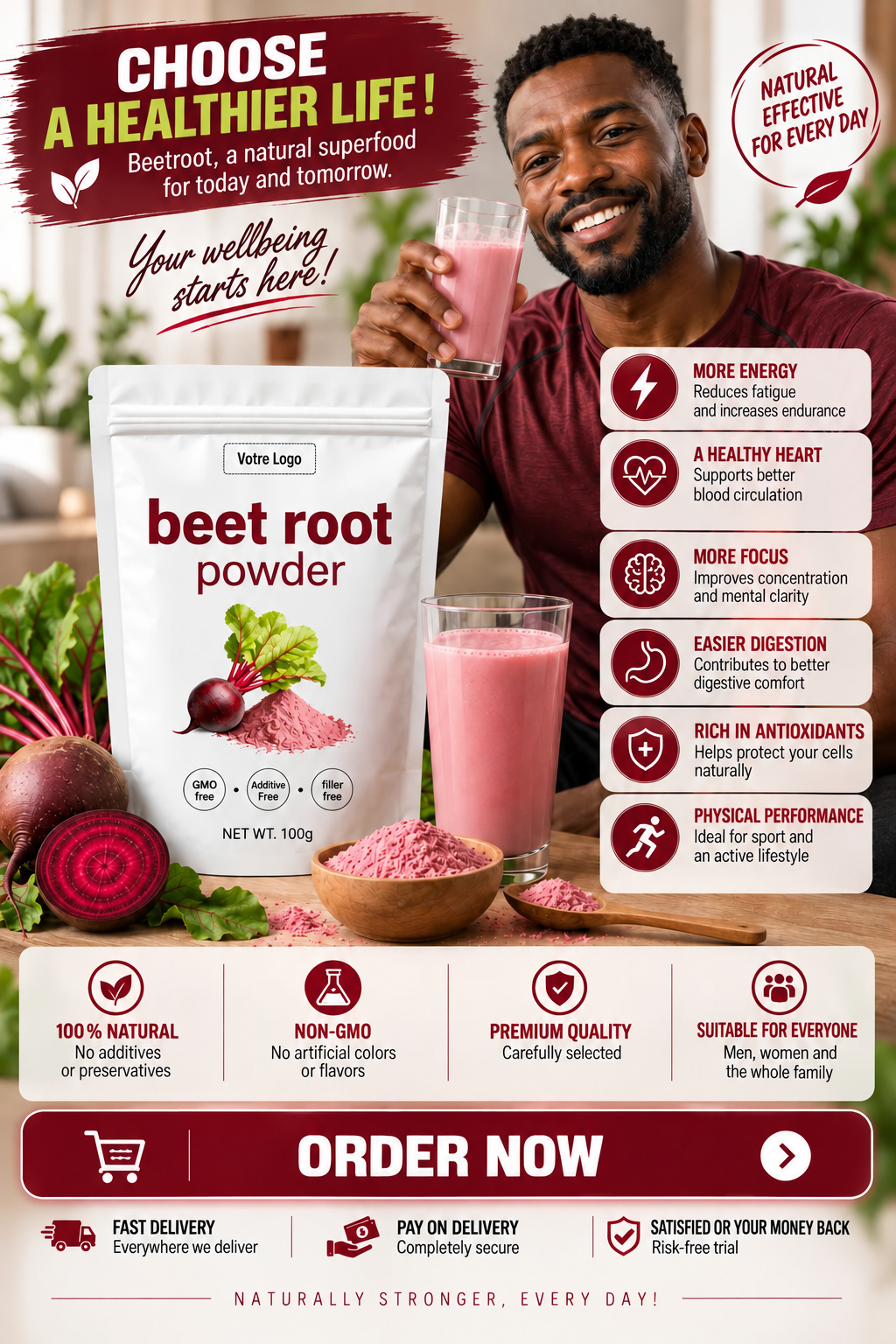 100% Natural Beetroot Powder for Your Daily Routine